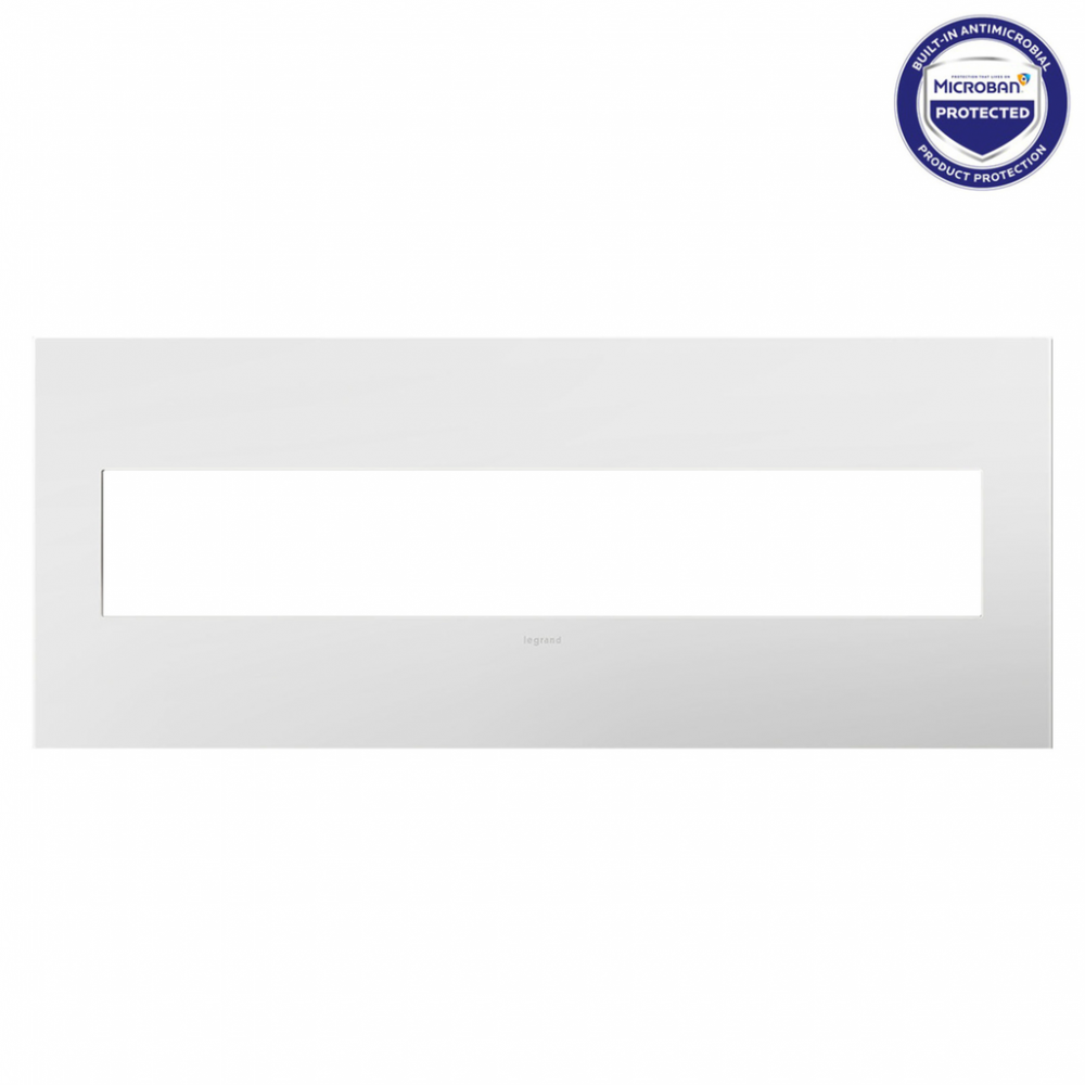 adorne Gloss White-on-White Six-Gang Screwless Wall Plate with Microban