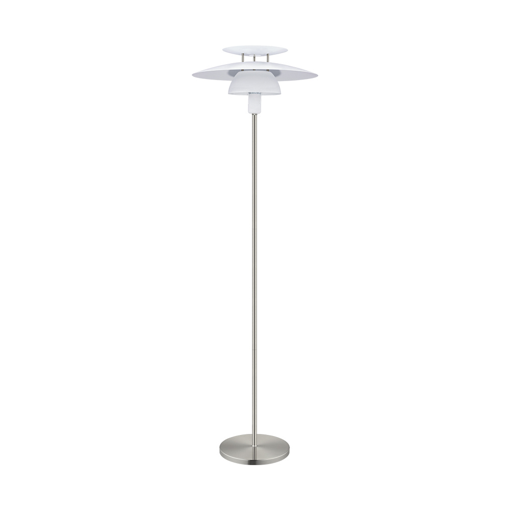 1 LT Floor Lamp w/ Satin Nickel Finish & White Shade
