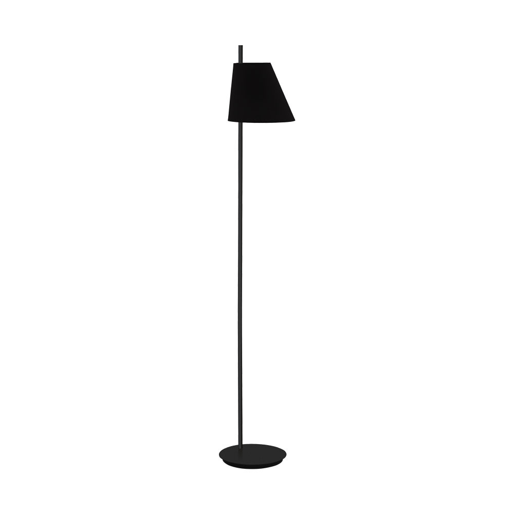 1 LT Floor Lamp w/ a Black Finish & Black Fabric Shade