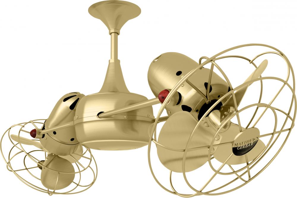 Duplo Dinamico 360” rotational dual head ceiling fan in Brushed Brass finish with Metal blades.