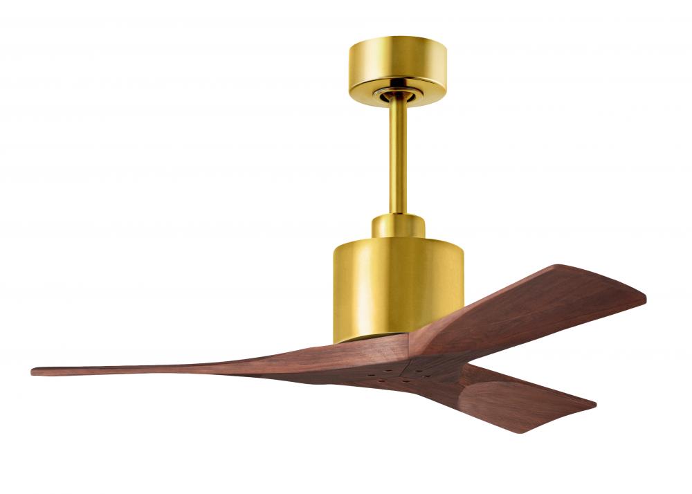 Nan 6-speed ceiling fan in Brushed Brass finish with 42” solid walnut tone wood blades