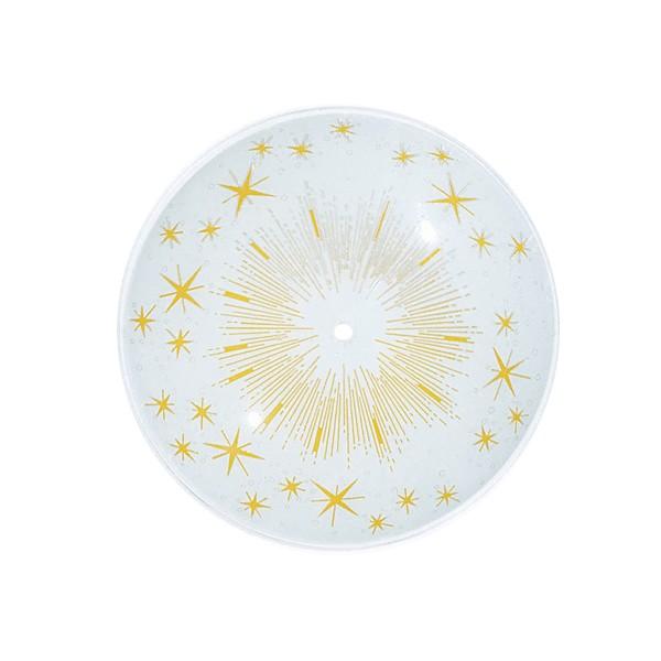15 in.; Round Glass Lamp Shade; White And Gold; Sunburst Pattern