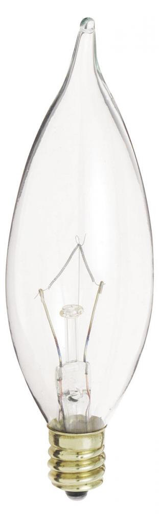 40 Watt CA9 1/2 Incandescent; Clear; 1500 Average rated hours; 370 Lumens; Candelabra base; 120