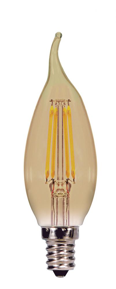 4.5 Watt Flame CFA LED; Amber; Candelabra base; 2200K; 300 Lumens; 120 Volt