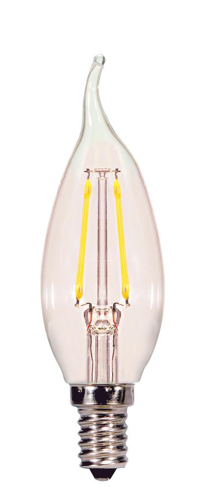 2.5 Watt CA11 LED; Clear; Candelabra base; 2700K; 200 Lumens; 120 Volt