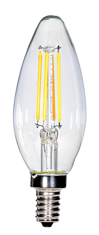 3.5 Watt C11 LED; Clear; Candelabra base; 2700K; 350 Lumens; 120 Volt