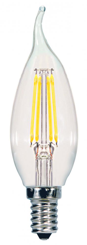 5.5 Watt CA11 LED; Clear; Candelabra base; 3000K; 500 Lumens; 120 Volt