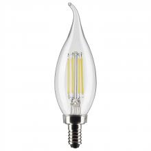 Satco Products Inc. S21883 - 5.5 Watt CA10 LED; Clear; Candelabra Base; 5000K; 120 Volt; 2-Card