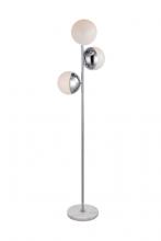 Elegant LD6160C - Eclipse 3 Lights Chrome Floor Lamp with Frosted White Glass