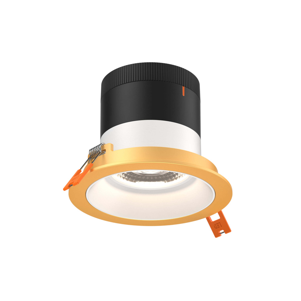 4in Modular Downlight, 5CCT, 60 degree Beam Angle, Regressed, White, Gold Trim