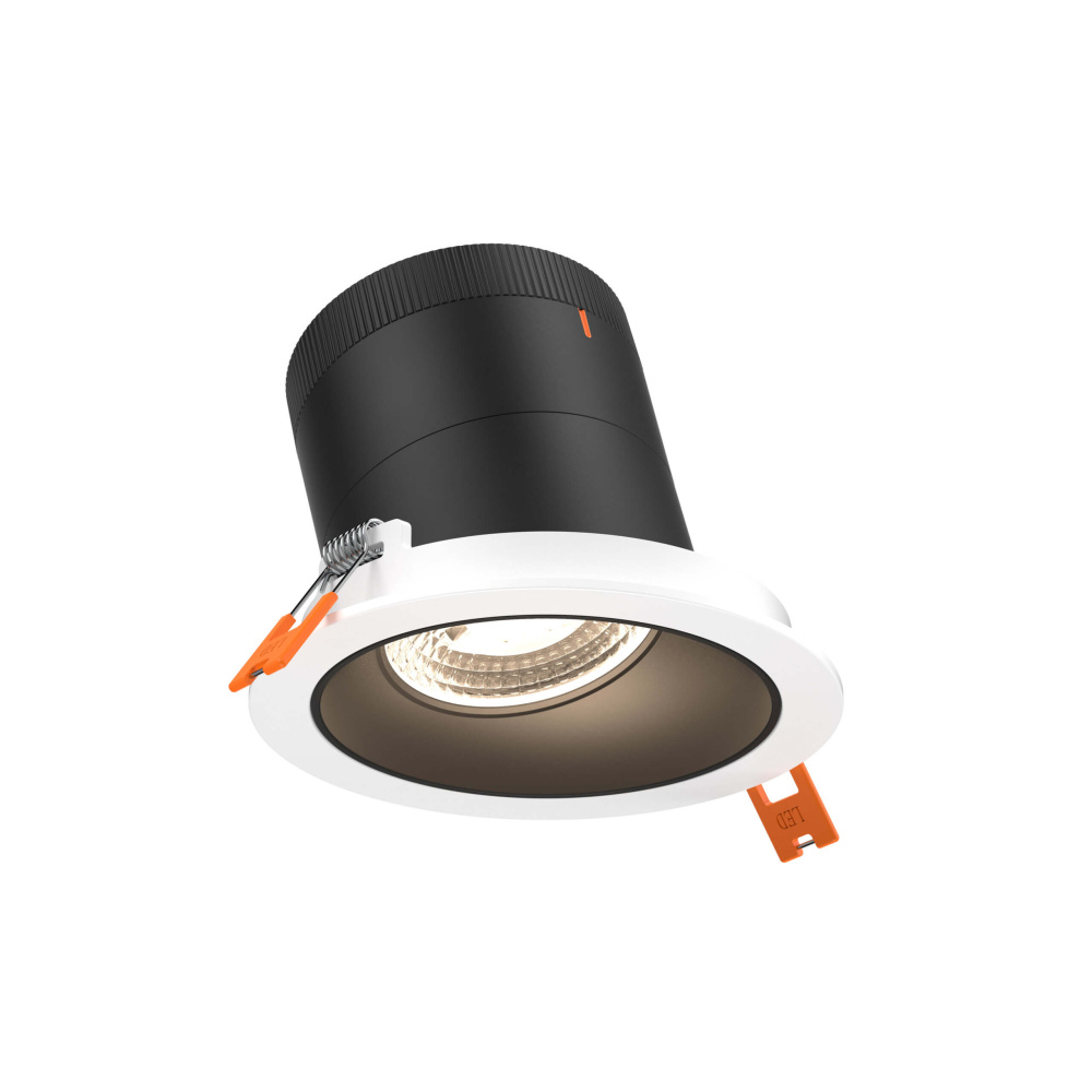 4in Modular Downlight, 5CCT, 35 degree Beam Angle, Slope Ceiling, Black, White Trim