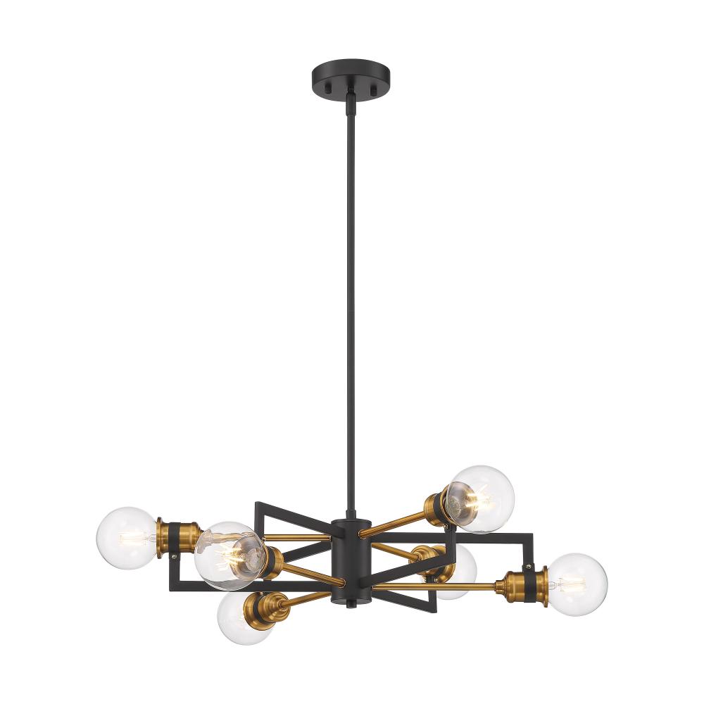 Intention - 6 Light Chandelier - Warm Brass and Black Finish