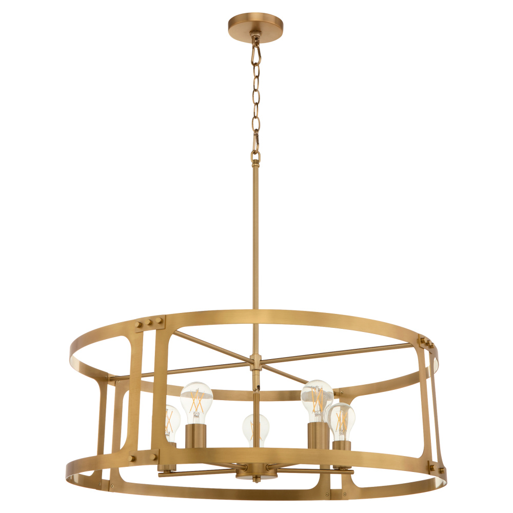 COLBURN 5 LIGHT PENDANT - BRUSHED BRASS